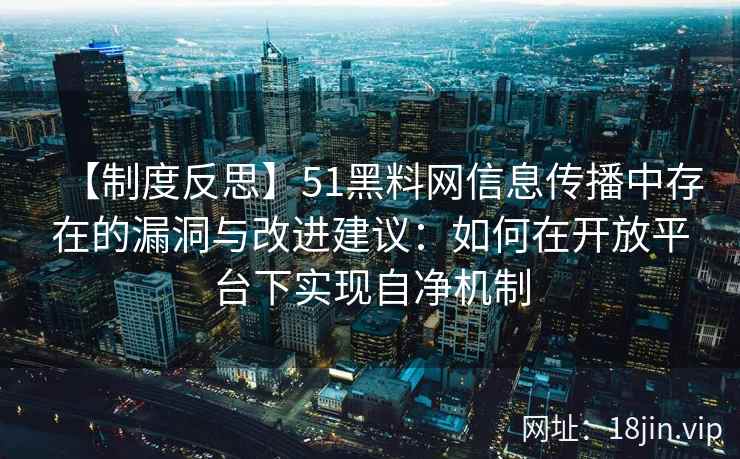 【制度反思】51黑料网信息传播中存在的漏洞与改进建议：如何在开放平台下实现自净机制