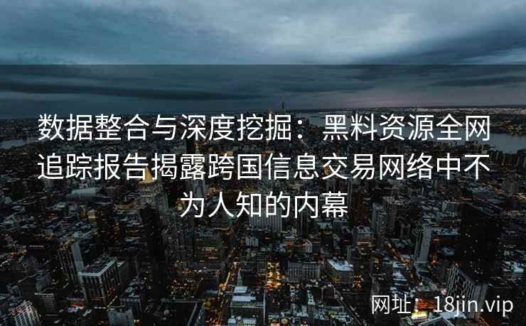 数据整合与深度挖掘：黑料资源全网追踪报告揭露跨国信息交易网络中不为人知的内幕